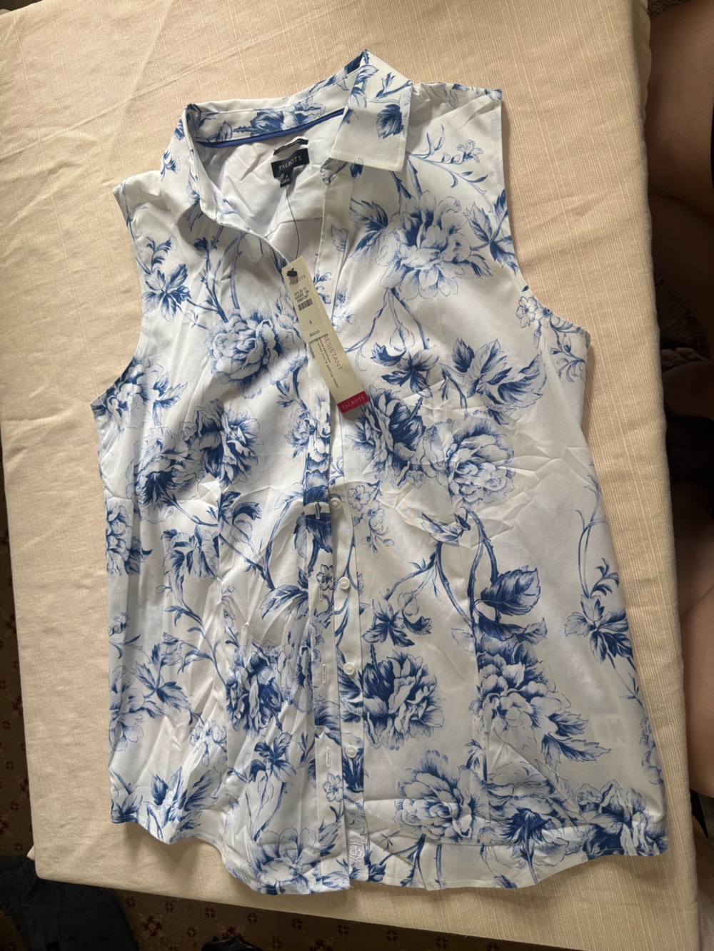 Talbots Blue and White Floral Midi Skirt